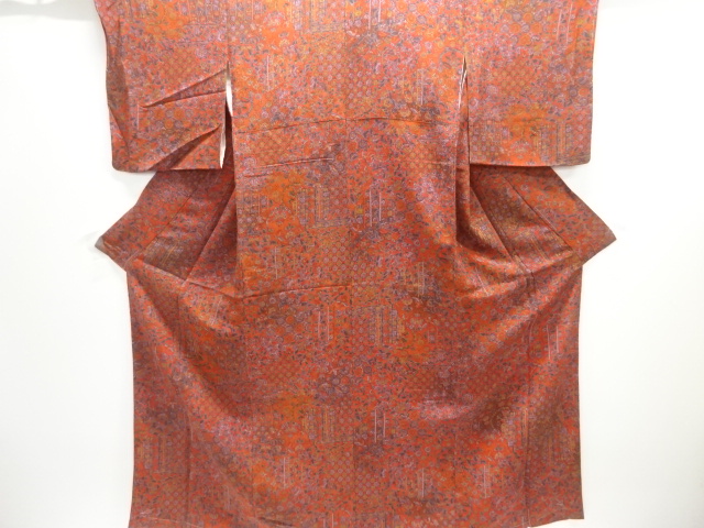 JAPANESE KIMONO / KOMON / UNUSED / CHIRIMEN / FLOWER & BIRD